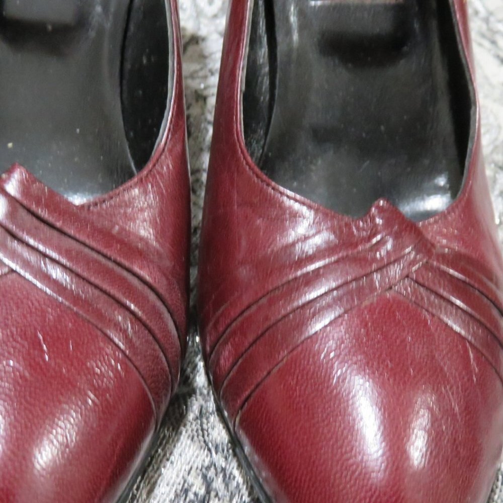 BOGO Anne Klein Italian leather burgundy maroon pumps heels dress shoes size 7.5 - Picture 6 of 14